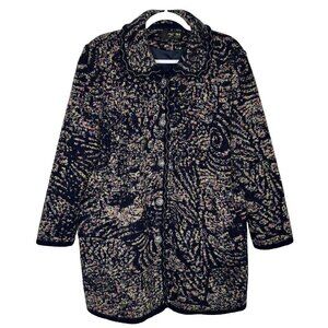Wool Coatigan Intarsia Jeweled Buttons Cardigan Sweater Size US 2XL